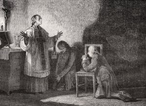 Louis XVI (1754-93) en prière avant son exécution - H. de la Charlerie