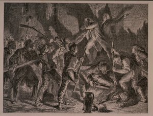 Le massacre dans les prisons en septembre 1792, gravé par Jean-Baptiste Charles Carbonneau (né en 1815) - H. de la Charlerie