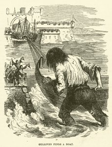 Gulliver trouve un bateau (gravure)