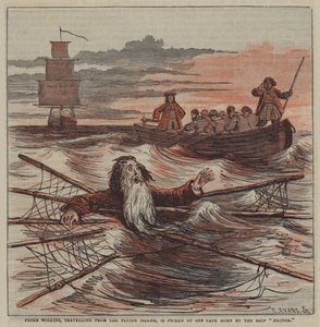 Peter Wilkins est récupéré au large du Cap Horn par le navire "Hector" - after Hablot Knight Browne