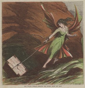 La femme volante retire les provisions du navire