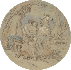 Un des dix-huit dessins pour une série de planches illustrant Vénus et Adonis