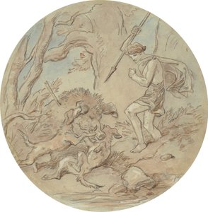 Un des dix-huit dessins pour une série de planches illustrant Vénus et Adonis - Hablot Knight Browne
