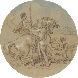 Un des dix-huit dessins pour une série de planches illustrant Vénus et Adonis - Hablot Knight Browne
