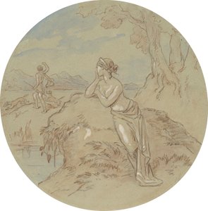 Un des dix-huit dessins pour une série de plaques illustrant Vénus et Adonis - Hablot Knight Browne