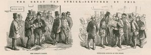 La Grande Grève des Cabs - croquis par Phiz - Hablot Knight Browne