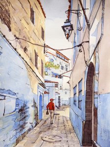 Un visiteur, Chefchaouen, Maroc, vers 2024