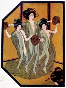 Entrée des jeunes japonaises - dans « Poupée japonaise » par Félicien Champsaur, ill. Hanafusa Itcho, Paris - Hanabusa Itcho