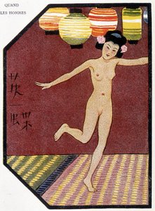 Jeune japonaise nue dansant - dans « Poupée japonaise » par Félicien Champsaur, ill. Hanafusa Itcho, Paris