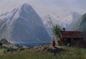 Fille dans un paysage de fjord