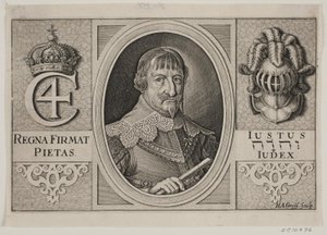 Christian IV. Illustration de Peder Vinstrup, "Den danske Hornblæser", 1644