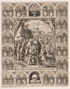 Le Christ nourrit les 5000. Entouré des armoiries de Jørgen Vind - Hans Andreas Greys