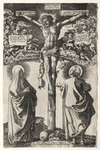 Le Christ en croix entre la Vierge et Saint Jean - Hans Brosamer