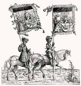 Deux chevaliers montés, de la Procession Triomphale de Maximilien, c.1516-18