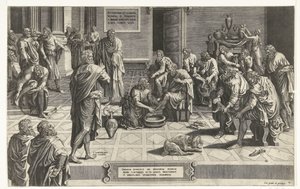Le Christ lavant les pieds des disciples - Hans Collaert (I) (attributed to)