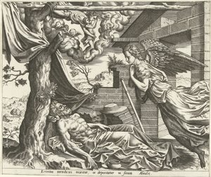 La mort de Lazare (De geschiedenis van Lazarus en de rijke man) - Hans Collaert (I) (possibly)