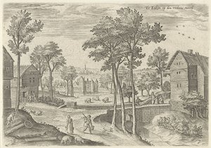 Vue de la rue principale de Laken (Te Laken op den rechten wech, Vues des environs de Bruxelles) - Hans Collaert (I)