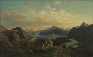 Les hauts plateaux norvégiens au lever du soleil - Hans Gude