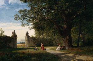 Paysage de parc avec figure