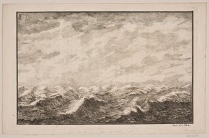 Navires en mer agitée. Illustration pour Fontenay, "Évolution de la mer"; Copenhague 1743