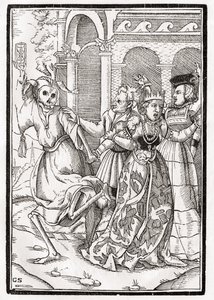 La mort vient pour la reine, gravé par Georg Scharffenberg, de 
