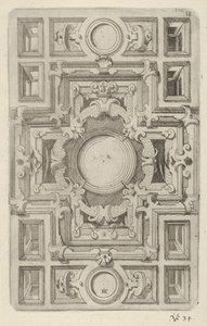 Conception pour un plafond avec ornementation et centre en forme de croix - Hans Jakbob Ebelmann