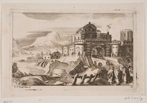 Paysage avec Jésus et deux apôtres devant une porte de ville - Hans Jørgen Kirksteen