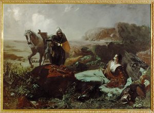 La mort du comte de Pappenheim, général pendant la guerre de Trente Ans ... (peinture sur toile) - Hans Makart
