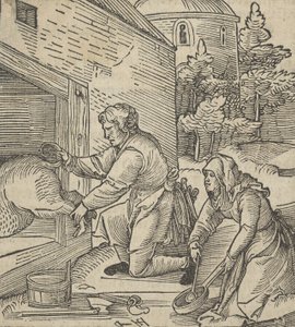 Un fermier abattant un cochon, de Hymmelwagen auff dem, wer wol lebt