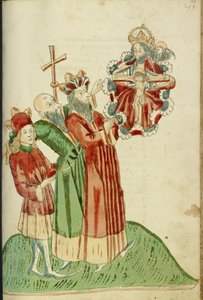Le roi Avenir, Josaphat et Nachor contemplent le trône de la grâce dans les cieux