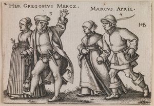 "Mars et avril" de la série "La fête des paysans ou les douze mois". - Hans Sebald Beham