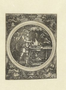 Mucius Scaevola avec sa main droite dans le feu