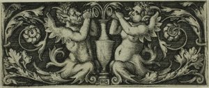 Ornement avec deux tritons, de Quatre Vignettes - Hans Sebald Beham