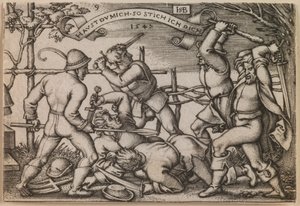 "Rixe de paysans" de la série "La fête des paysans ou les douze mois". - Hans Sebald Beham