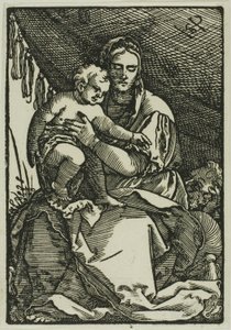La Sainte Famille sous le dais - Hans Sebald Beham