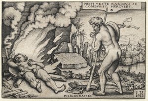 Hercule sur son bûcher, 1548. - Hans Sebald Beham