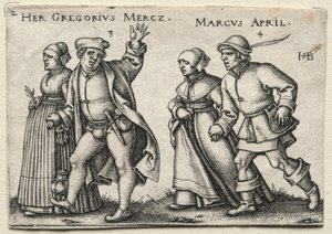 Le mariage villageois: Her Gregorius Mercz / Marcus April - Hans Sebald Beham