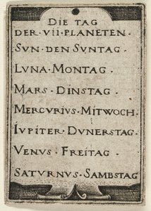 Page de titre, tirée de The Seven Planets with the Zodiacs (Les sept planètes et les zodiaques)