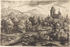 Paysage montagneux avec un village, 1553