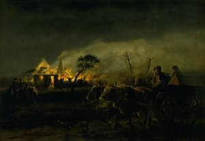 Une ferme en feu