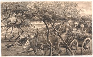 Un véhicule à bœufs. À travers le fourré. Hammerum Herred - Hans Smidth