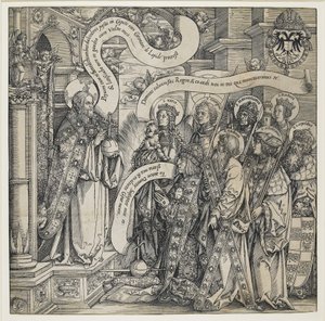 Maximilien présenté par ses saints patrons au Tout-Puissant, 1519 - Hans Springinklee