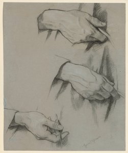 Trois mains droites dans différentes positions - Hans Thoma