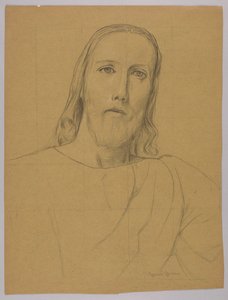 Tête du Christ, verso : Crucifixion du Christ - Hans Thoma
