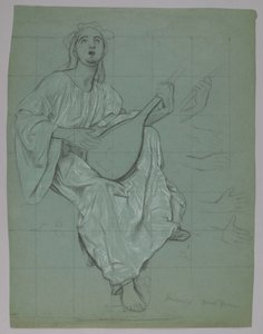 Lutnistka (recto et verso) - Hans Thoma