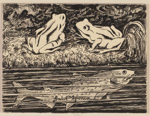 Dessin pour un abécédaire : grenouille - Hans Thoma