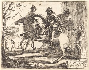 Trois cavaliers devant une auberge - Hans Ulrich Franck