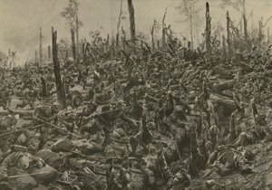 Attaque allemande sur les blockhaus et tranchées français dans le Bois-le-Prêtre après le bombardement d