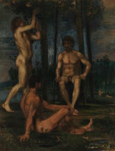 Trois jeunes hommes sous des orangers - Hans von Marées
