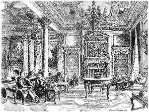 Le salon des membres, club-house RAC, Pall Mall, Londres, 1946